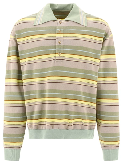 Kapital "multi Border Kanoko Box" Polo Shirt In Green