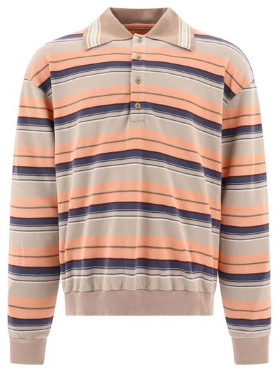 Kapital "multi Border Kanoko Box" Polo Shirt In Orange