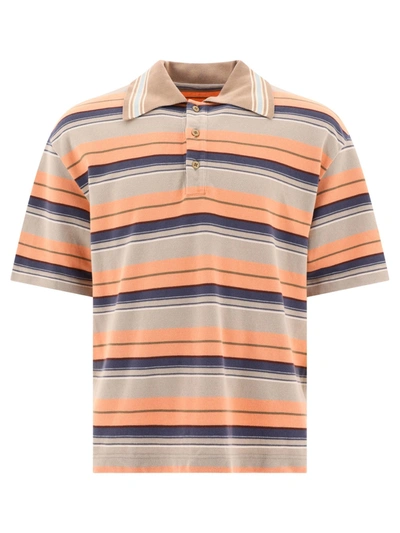 Kapital "multi Border Kanoko Box" Polo Shirt In Orange