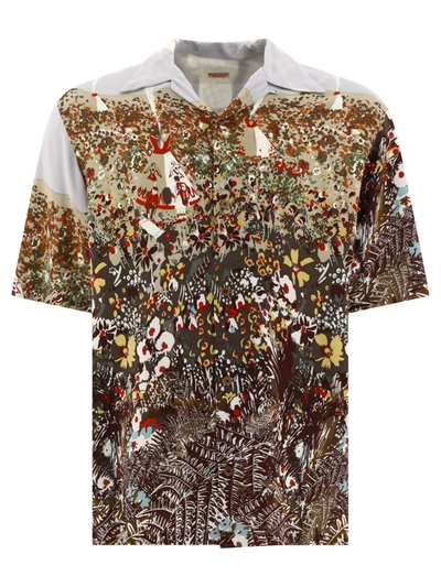 Kapital Aloha Convertible-collar Printed Crepe Shirt In Beige