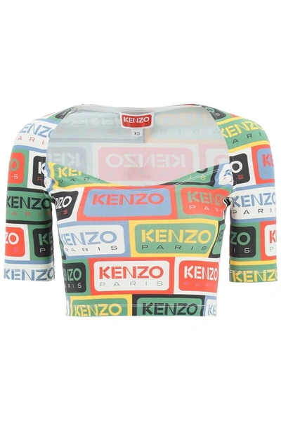 Kenzo Logo-print Crop Top In Green