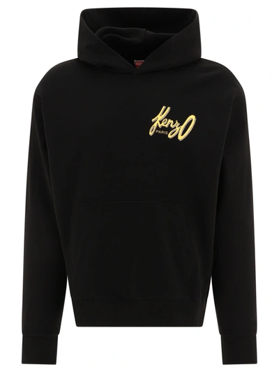 Kenzo Archive Logo Hooded Sweatshirt In Black