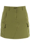 Kenzo Cargo Cotton Mini Skirt In Green