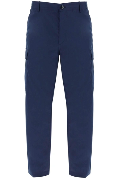 Kenzo Cargo Pants Featuring 'boke Flower' Button In Blue