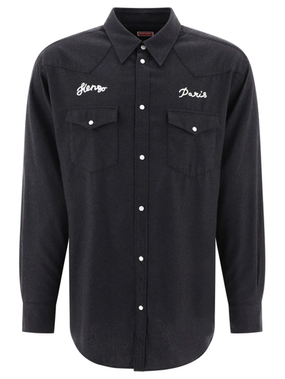 Kenzo Embroidered Shirt In Grey