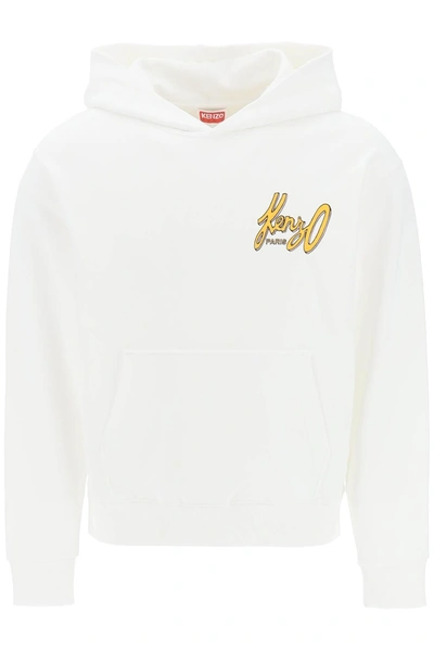 Kenzo Archive Logo Hoodie In Off White