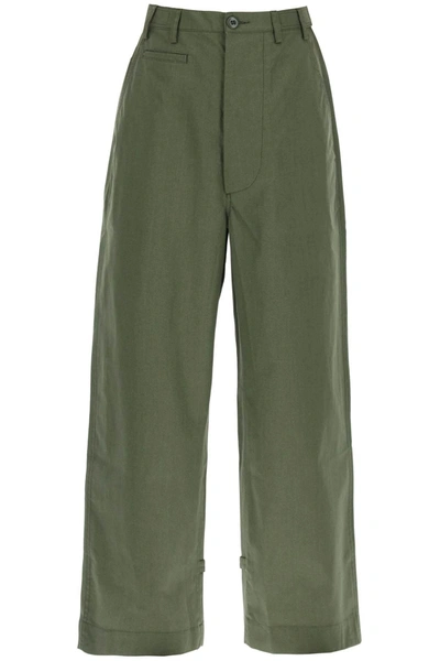 Kenzo Oversized Straight Pant Pants In Khaki