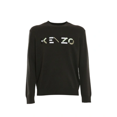Kenzo Wool Logo Sweater In Black