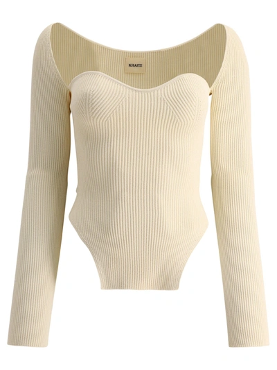 Khaite "maddy" Ribbed Sweater In White