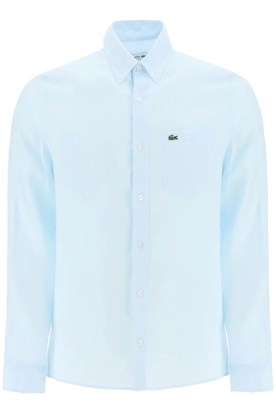 Lacoste Light Linen Shirt In Blue