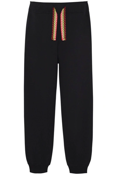 Lanvin Drawstring Waist Ribbed Track Trousers In Black