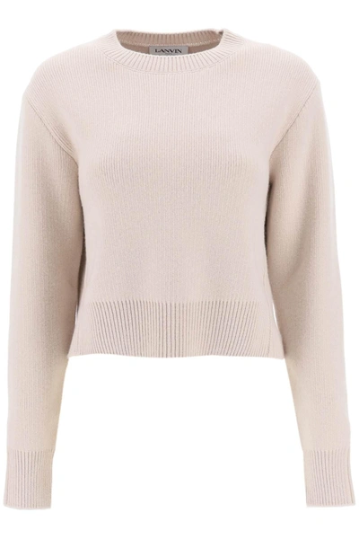 Lanvin Cropped Wool And Cashmere Jumper In Beige