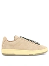 Lanvin Suede Curb Lite Low-cut Casual Shoes In Pink