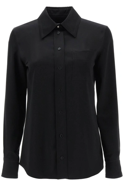 Lanvin Satin Pocket Shirt In Black
