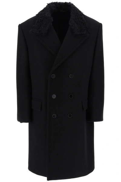 Lanvin Double Breasted Coat In Black