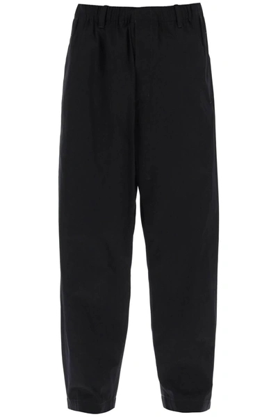 Lemaire Loose Pants In Cotton Twill In Black