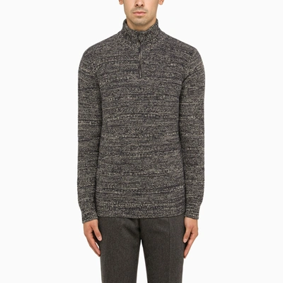 Loro Piana Melange Cashmere Turtleneck Sweater In Blue