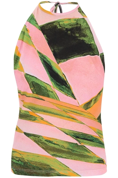 Louisa Ballou Endgame-print Halterneck Stretch-jersey Top In Pink