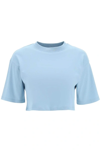 Loulou Studio Gupo Short-sleeve Cropped T-shirt In Light Blue Cotton