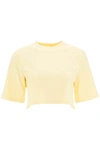 Loulou Studio Gupo Mercerized Cotton Cropped T-shirt In Yellow