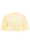 Loulou Studio Gupo Mercerized Cotton Cropped T-shirt In Apricot