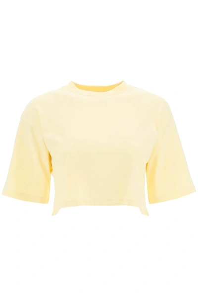 Loulou Studio Gupo Mercerized Cotton Cropped T-shirt In Yellow