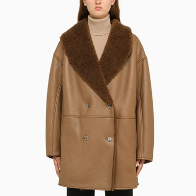 Loulou Studio Namo Leather And Shearling Coat In Brown