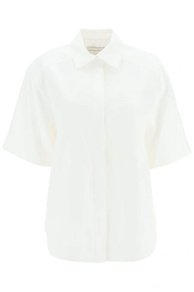 Loulou Studio Oversized Viscose And Linen Short-sleeved Shirt In White