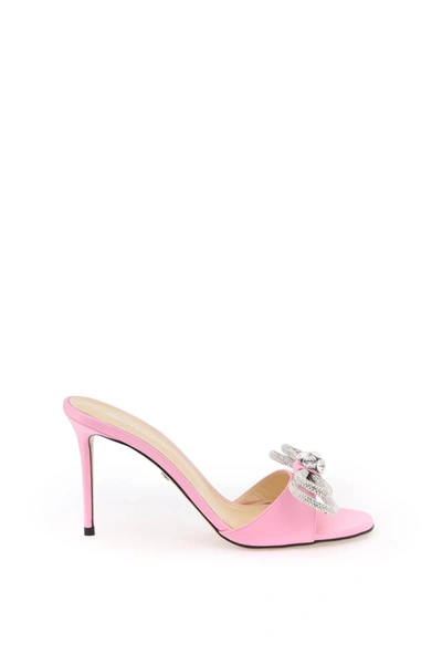 Mach & Mach 95 Double Bow Satin Mules In Pink
