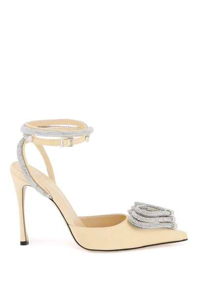 Mach & Mach Mach E Mach Satin Pumps With Crystals In Beige