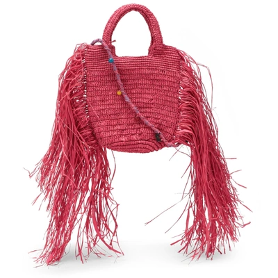 Made For A Woman Kifafa Frange Straw Crossbody Bag In Pink