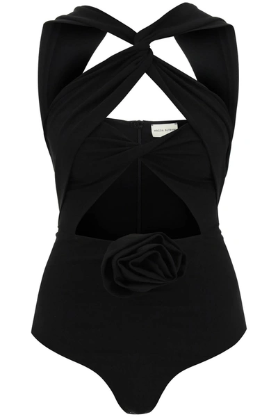 MAGDA BUTRYM MAGDA BUTRYM CUT OUT BODYSUIT WITH ROSE APPLIQUE