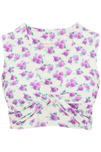 Magda Butrym Floral Printed Twisted Swim Top In Mixed Colours