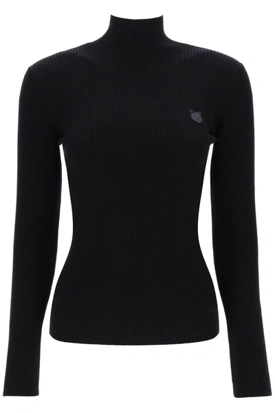 Maison Kitsuné Maison Kitsune Bold Fox Head Turtleneck Jumper In Black