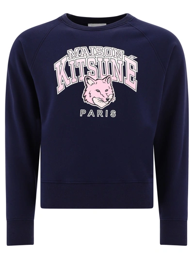 Maison Kitsuné Cotton Crew-neck Sweatshirt In Blue