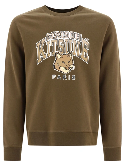 Maison Kitsuné Green Campus Fox Sweatshirt For Men In Brown