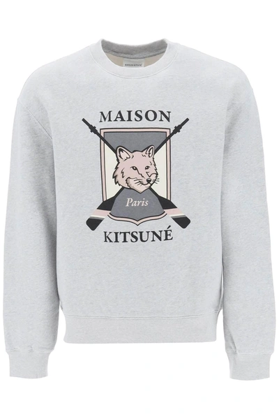 Maison Kitsuné College Fox Sweatshirt In Grey