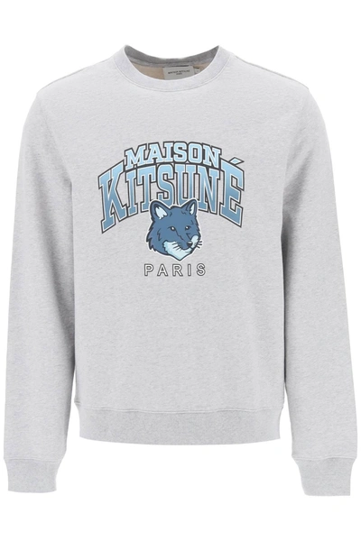 Maison Kitsuné Grey Campus Fox Crewneck Sweatshirt