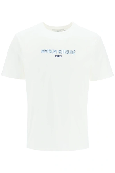 Maison Kitsuné Logo-print Cotton T-shirt In Off White