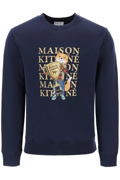 Maison Kitsuné Fox Champion Regular Sweatshirt In Blue