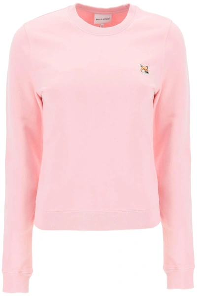 Maison Kitsuné Fox Head Crew-neck Sweatshirt In Pink