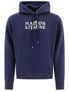 Maison Kitsuné Cotton Sweatshirt With Logo And Embroidery In Ink Blue