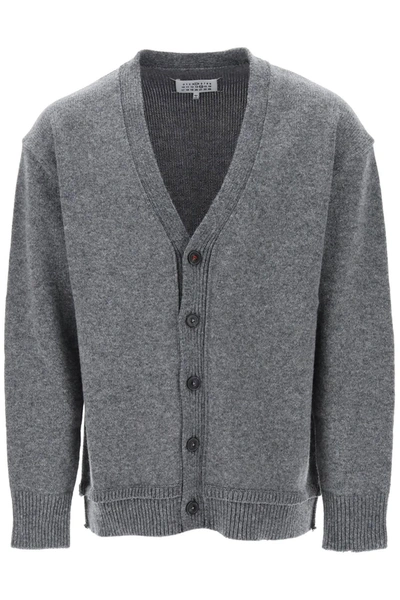 Maison Margiela Cardigan With Elbow Patches In Grey