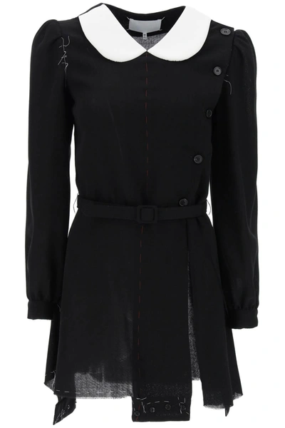 Maison Margiela Raw Cut Multiwear Black Virgin Wool Dress