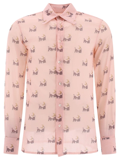 Maison Margiela All-over Motif Printed Buttoned Shirt In Pink