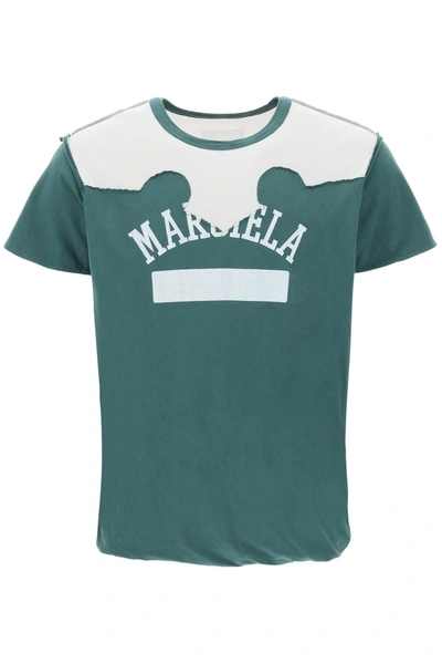 Maison Margiela Green Cotton Decortique T-shirt In Multi-colored