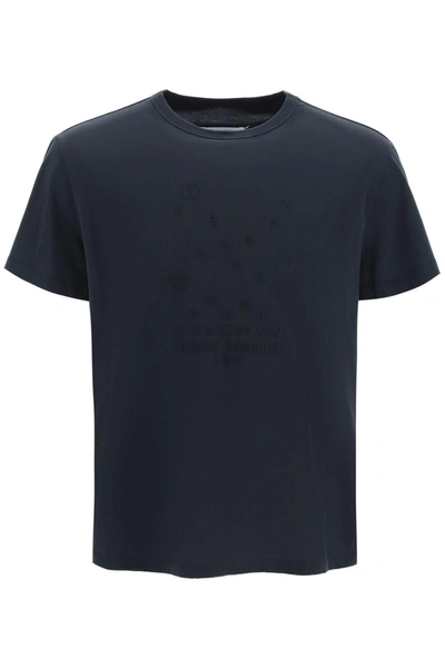 Maison Margiela Embroidered Logo T-shirt Men In Gray