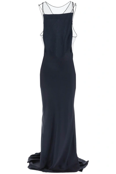 Maison Margiela Satin Open-back Trumpet Gown With Sheer Detail