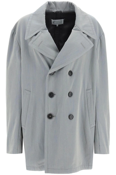 Maison Margiela Maxi Double-breasted Changeable Jacket In Gray