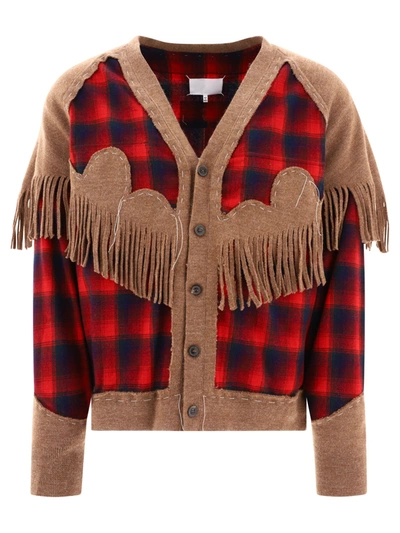 Maison Margiela X Pendleton Fringe-trim Wool Cardigan In Red